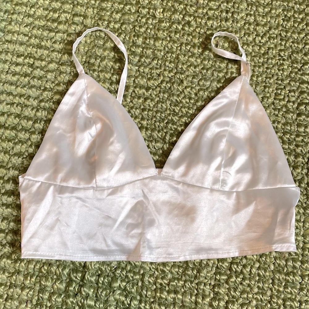 White shimmery crop top